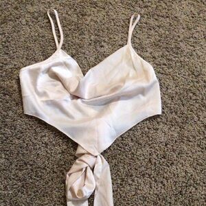 Elegant Cream Tie-back Women's Top